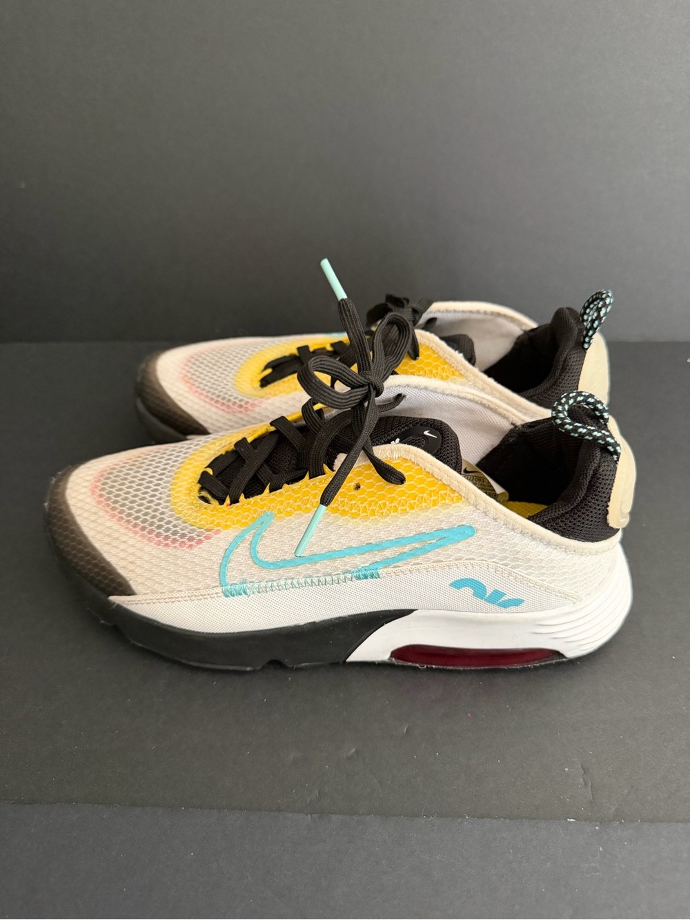 Nike Air Max 2090 Speed Yellow Aqua Sneakers Size 3Y - Picture 4 of 6